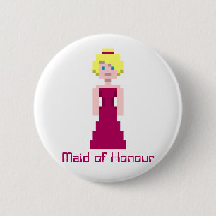 Pixel Bridesmaid - Maroon Custom 6 Cm Round Badge