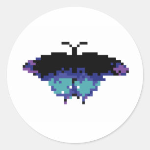Pixel Butterfly Classic Round Sticker