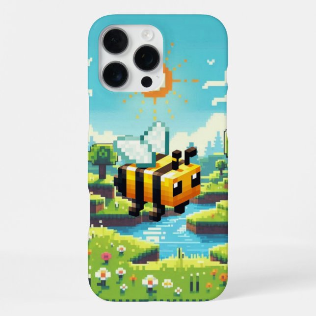 Pixel Buzz: The Sunny Meadow Adventure iPhone Case (Back)