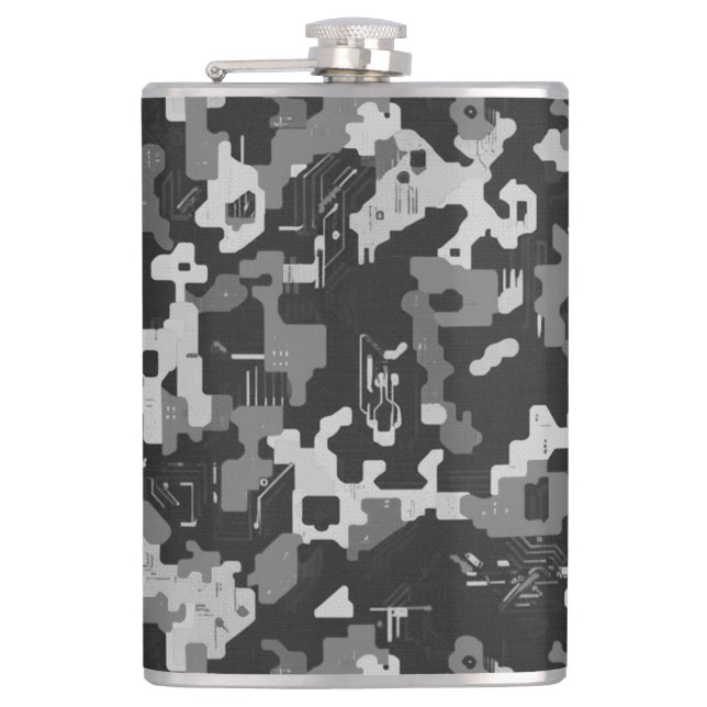 Pixel Camo Stealth Hip Flask (Front)