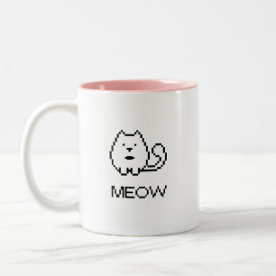 Pixel Cat Meow Two-Tone Coffee Mug
