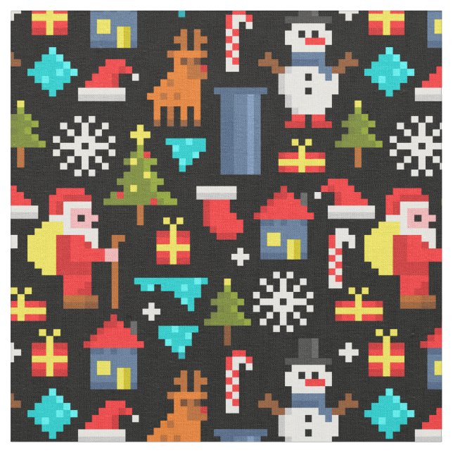 Pixel Christmas Fabric (Close Up)