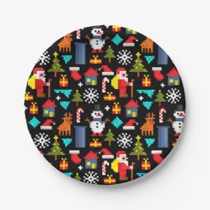 Pixel Christmas Paper Plate