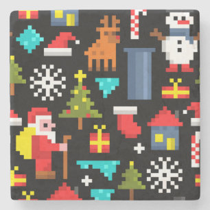 Pixel Christmas Stone Coaster