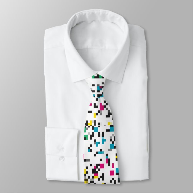 Pixel colour blocks Glitch Neck Tie (Tied)