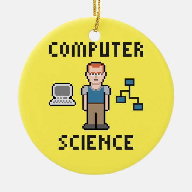Pixel Computer Science Circle Ornament (Front)