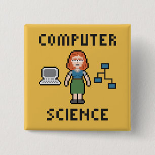 Pixel Computer Science - Female - Button