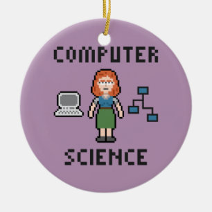 Pixel Computer Science - Female - Circle Ornament