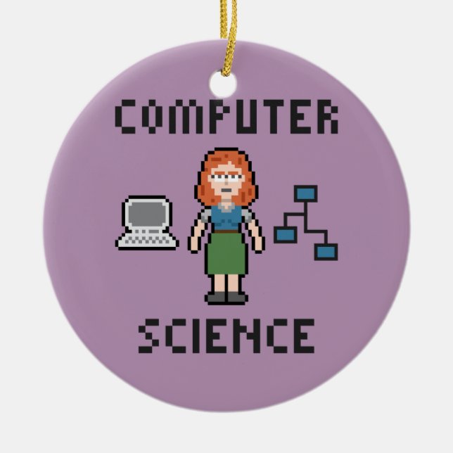 Pixel Computer Science - Female - Circle Ornament (Front)