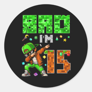 Pixel Dab Gamer Style Birthday Gift For Boys 15  Classic Round Sticker
