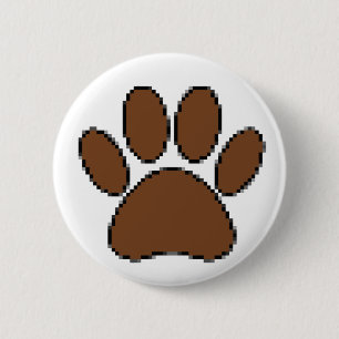 Pixel Dog Paw Print 6 Cm Round Badge