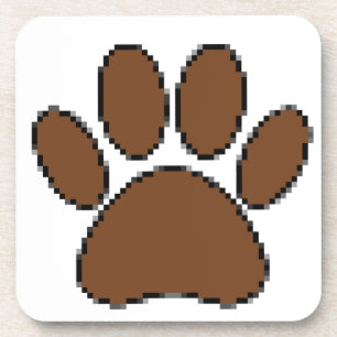 Pixel Dog Paw Print Coaster