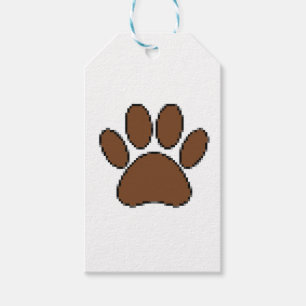 Pixel Dog Paw Print Gift Tags