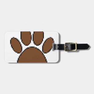 Pixel Dog Paw Print Luggage Tag
