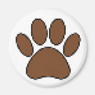 Pixel Dog Paw Print Magnet