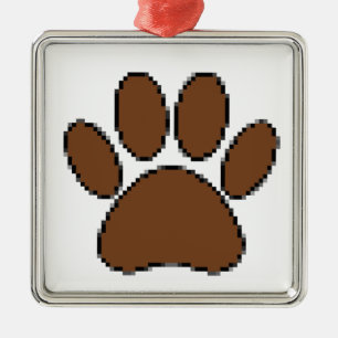 Pixel Dog Paw Print Metal Tree Decoration