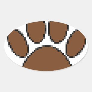 Pixel Dog Paw Print Oval Sticker