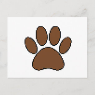 Pixel Dog Paw Print Postcard
