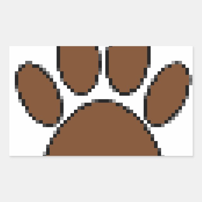 Pixel Dog Paw Print Rectangular Sticker (Front)