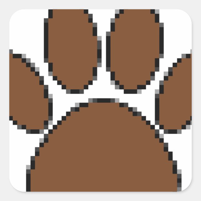 Pixel Dog Paw Print Square Sticker (Front)