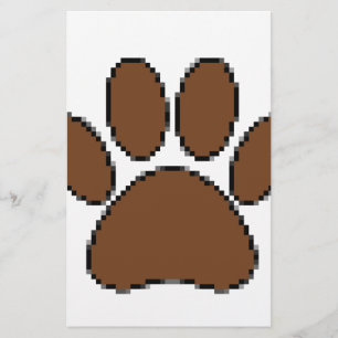 Pixel Dog Paw Print Stationery