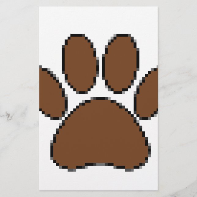 Pixel Dog Paw Print Stationery (Front)