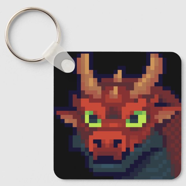 Pixel dragon key hanger key ring (Front)
