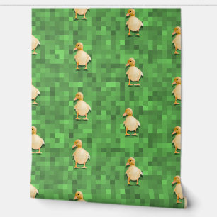 Pixel Duck Pattern – Green Retro Background Design Wallpaper