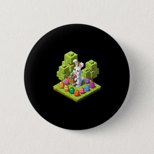Pixel Easter Bunny Video Gamer Egg Hunting Fun Boy 6 Cm Round Badge