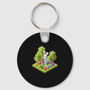 Pixel Easter Bunny Video Gamer Egg Hunting Fun Boy Key Ring