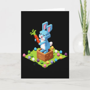 Pixel Easter Bunny Video Gamer Egg Hunting Funny B Card