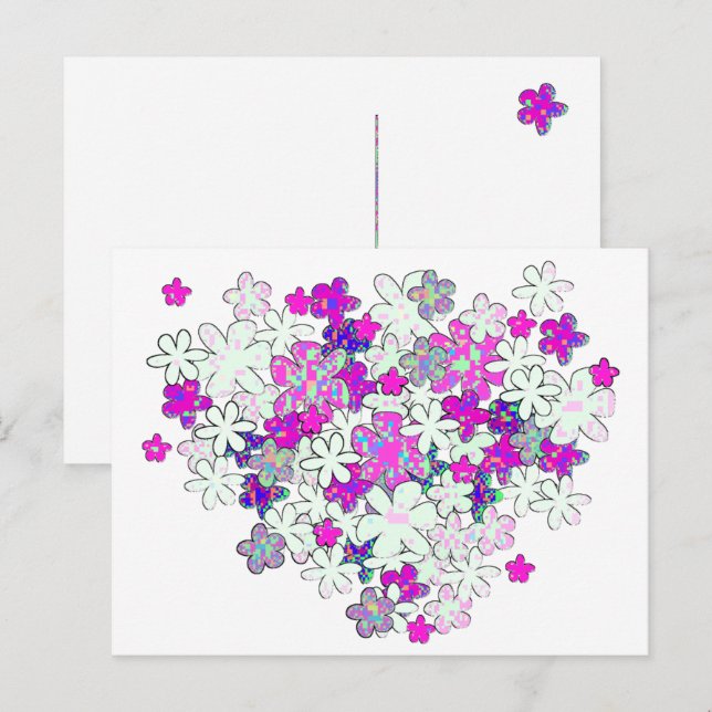 Pixel Flower Bunch Postcard (Front/Back)