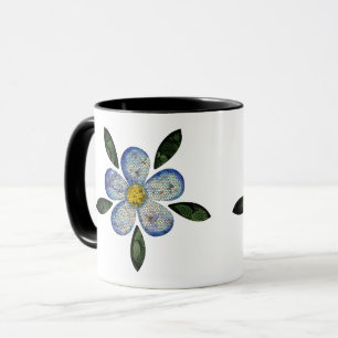 Pixel Flower Design with Green Sheets Mug