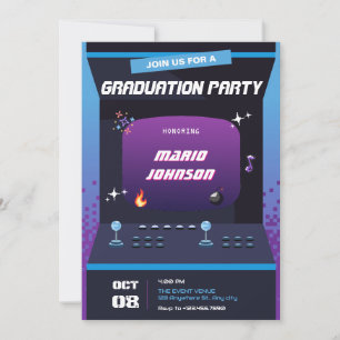 Pixel game graduation invitation