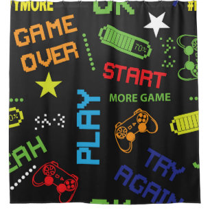 Pixel Game Style: Abstract Seamless. Shower Curtain