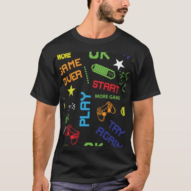 Pixel Game Style: Abstract Seamless. T-Shirt (Front)