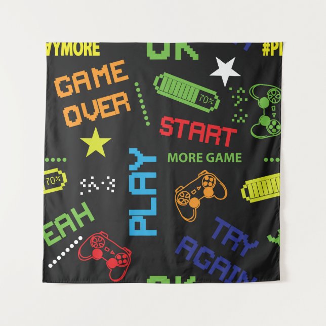 Pixel Game Style: Abstract Seamless. Tapestry (Front)