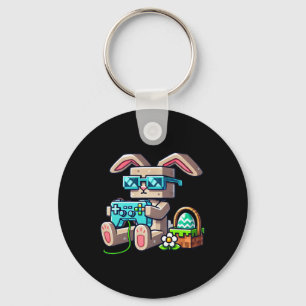Pixel Gamer Bunny Easter For Kids Teens Adults  Key Ring