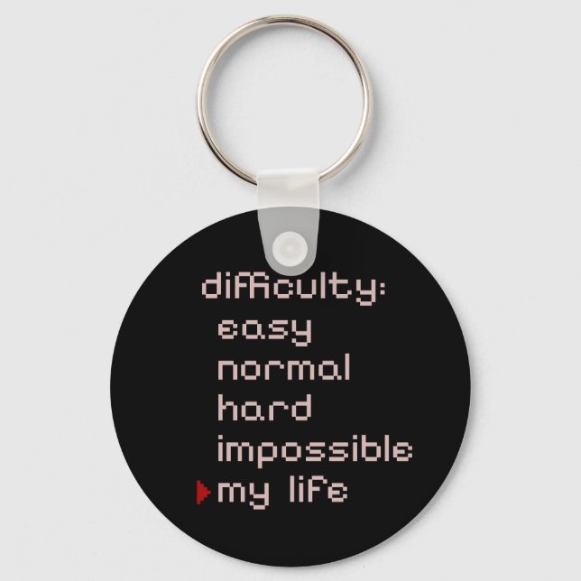 Pixel Gamer Humour Silhouette Keychain (Front)