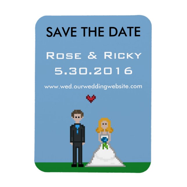 Pixel Gamer Save the Date Wedding Magnet (Vertical)