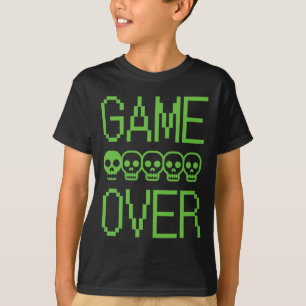 Pixel Gamer Skull Game Over Retro Video Game Arcad T-Shirt