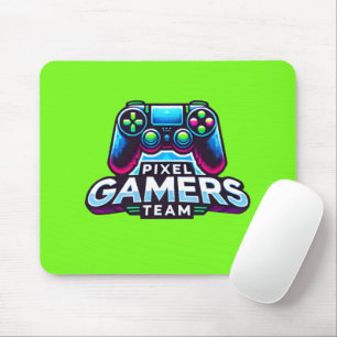 Pixel Gamers Team – Neon Green Glitch Mouse Mat