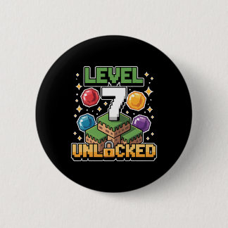 Pixel Gaming 7 Year Old Video Game 7th Birthday Bo 6 Cm Round Badge