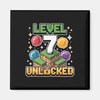 Pixel Gaming 7 Year Old Video Game 7th Birthday Bo Magnet