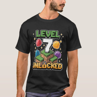 Pixel Gaming 7 Year Old Video Game 7th Birthday Bo T-Shirt