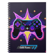Pixel Gaming Controller Notebook – Editable Name