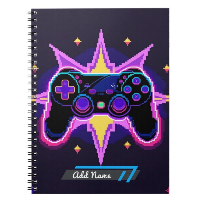 Pixel Gaming Controller Notebook – Editable Name (Front)