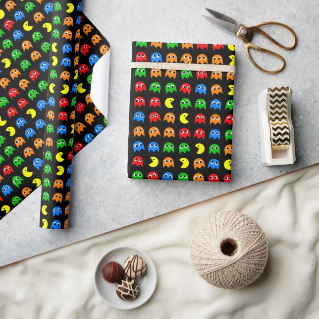 Pixel Ghost Arcade Gamer Birthday Design Wrapping Paper (Crafts)