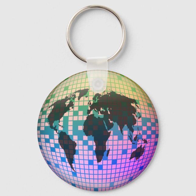 Pixel Globe Key Ring (Front)