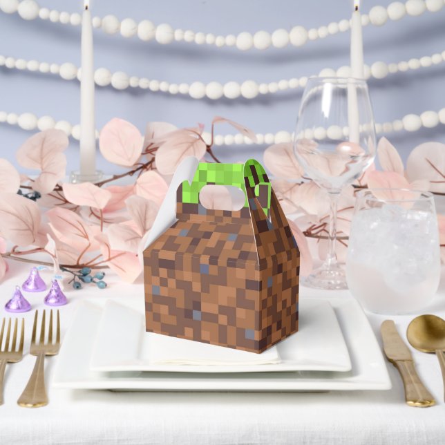 Pixel grass gamer birthday  favour box (Wedding)